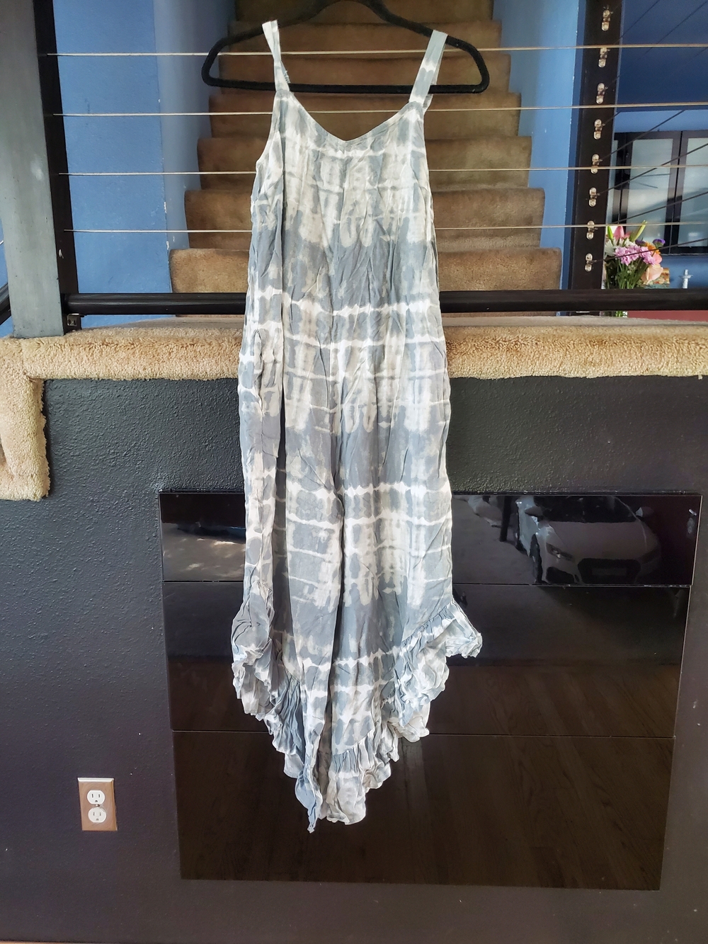 Japna Gray Tie-Dye High-Low Maxi Skirt